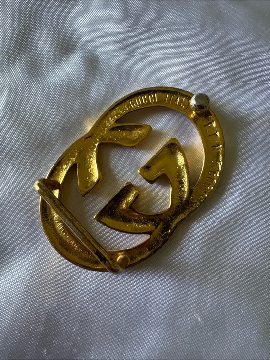 Gucci Vintage Gold Double G Logo Brooch main image 4